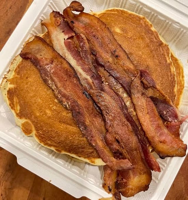 Plain Pancakes with Canadian Bacon.